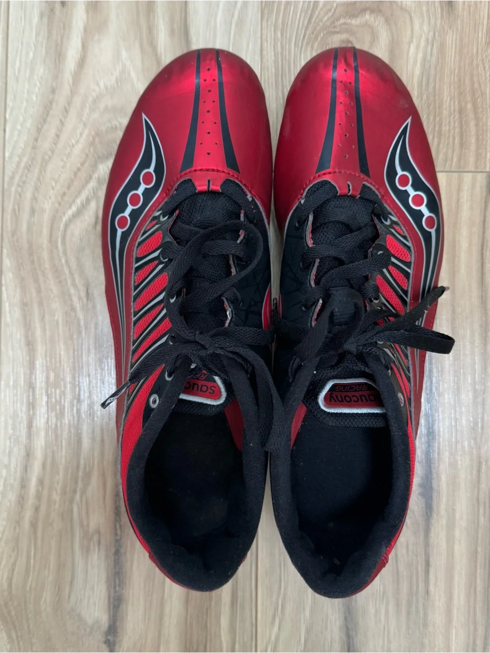 Saucony Spitfire Men's Track & Field Cleats Red & Black Sprint Racing Size 10